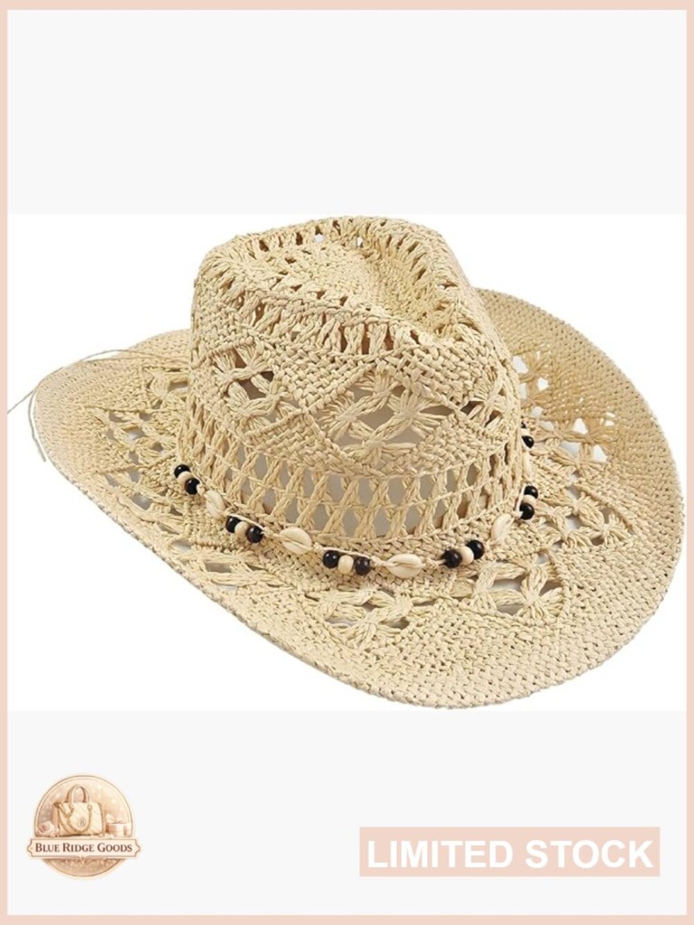 Wide Brim Straw Cowboy Hat with Interchangeable Bands Women Sun Hat - Picture 1 of 7